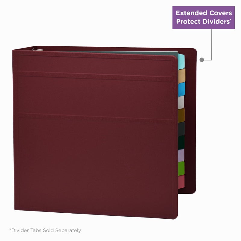 Carstens 4-Inch Heavy Duty 3-Ring Binder - Side Opening, Wine, Durable Plastic, Precision No-Gap Rings, Waterproof Cover, No Pockets, Holds 600 US Letter Sheets, BPA-Free, Made in USA (1843-3R) - Image 5
